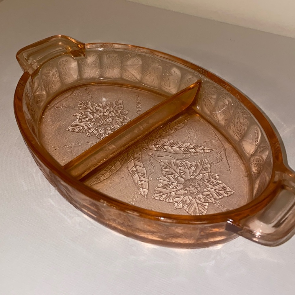 Pink Depression Glass Serving Dish